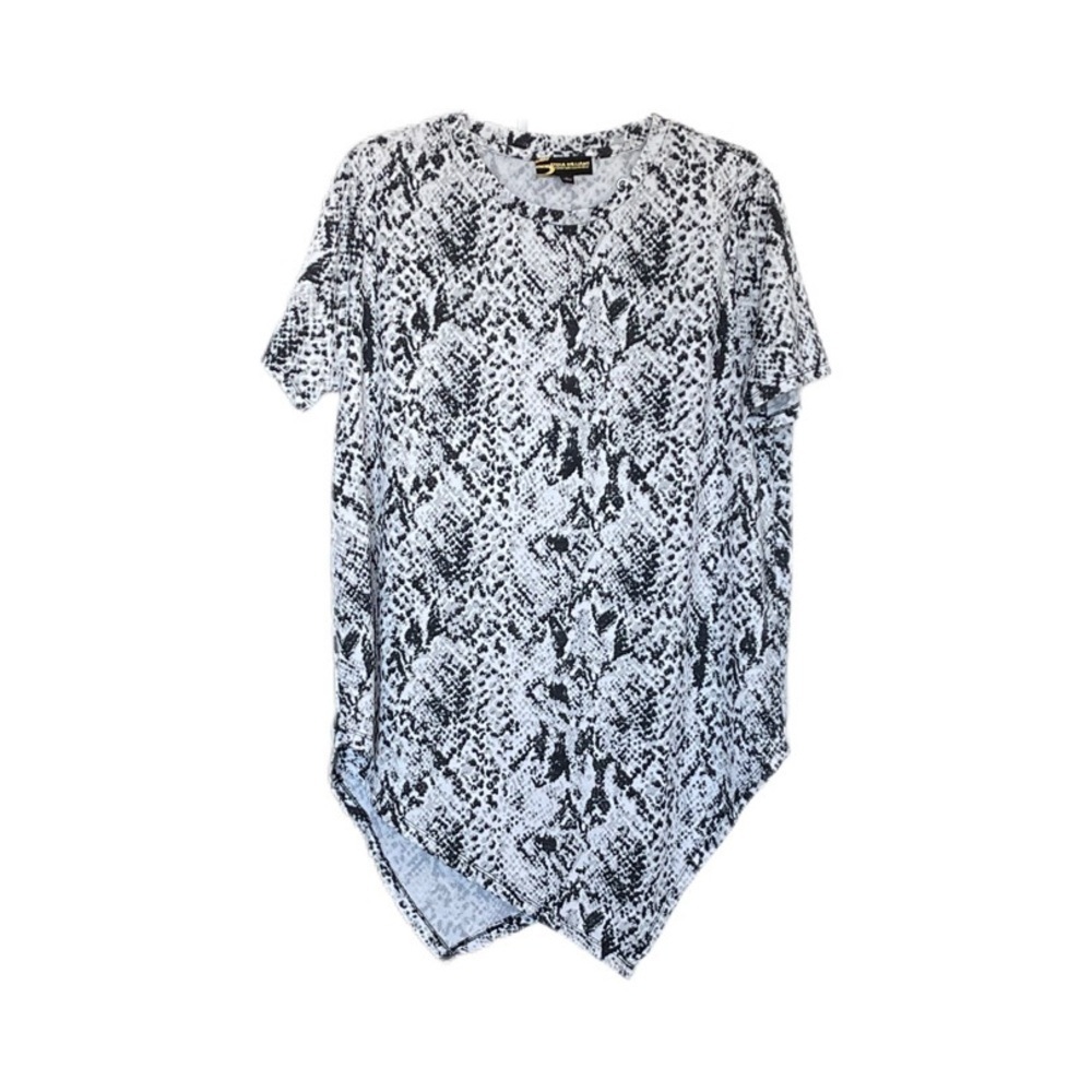 Serena Williams Signature Black Snakeskin Tunic Asymmetrical Hem Women’s Large